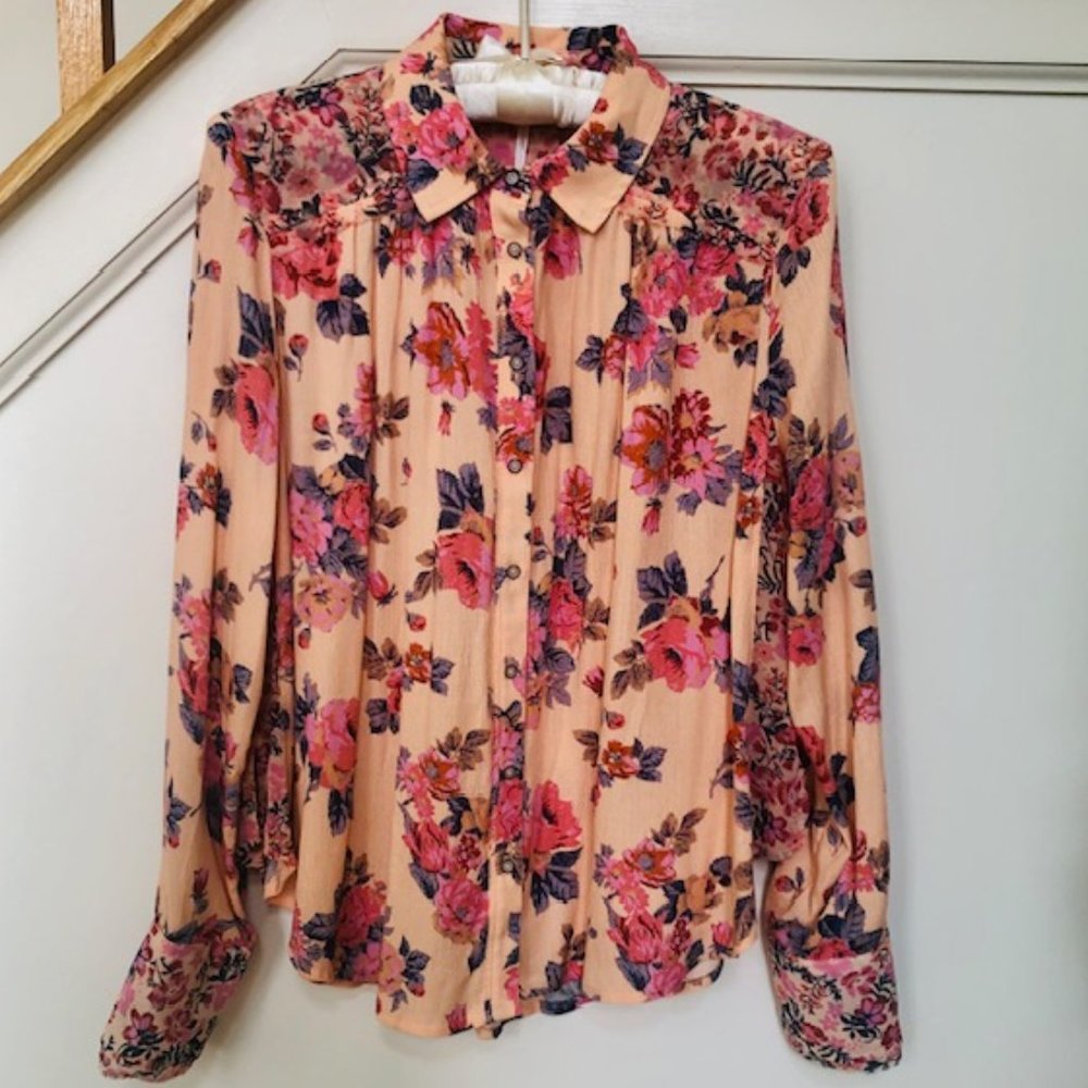 Embellished Floral Long Sleeve Blouse, NEW